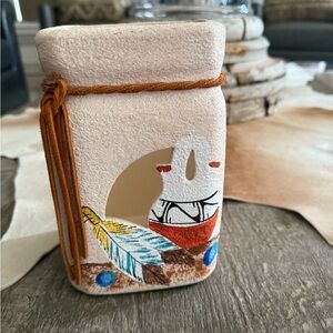 Hand Painted Native American Indigenous Ceramic Candle Holder